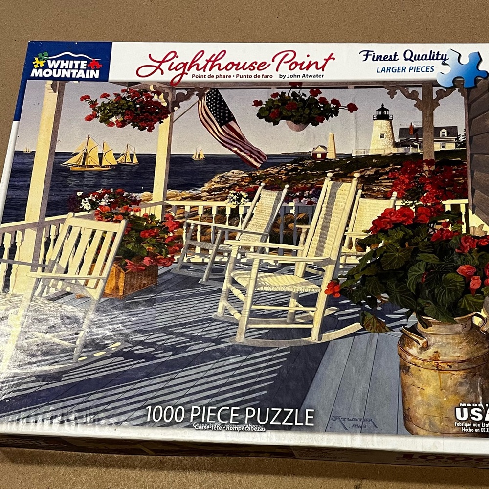 White Mountain Jigsaw Puzzle, 1000 Pieces, Lighthouse Point,  2018, Complete